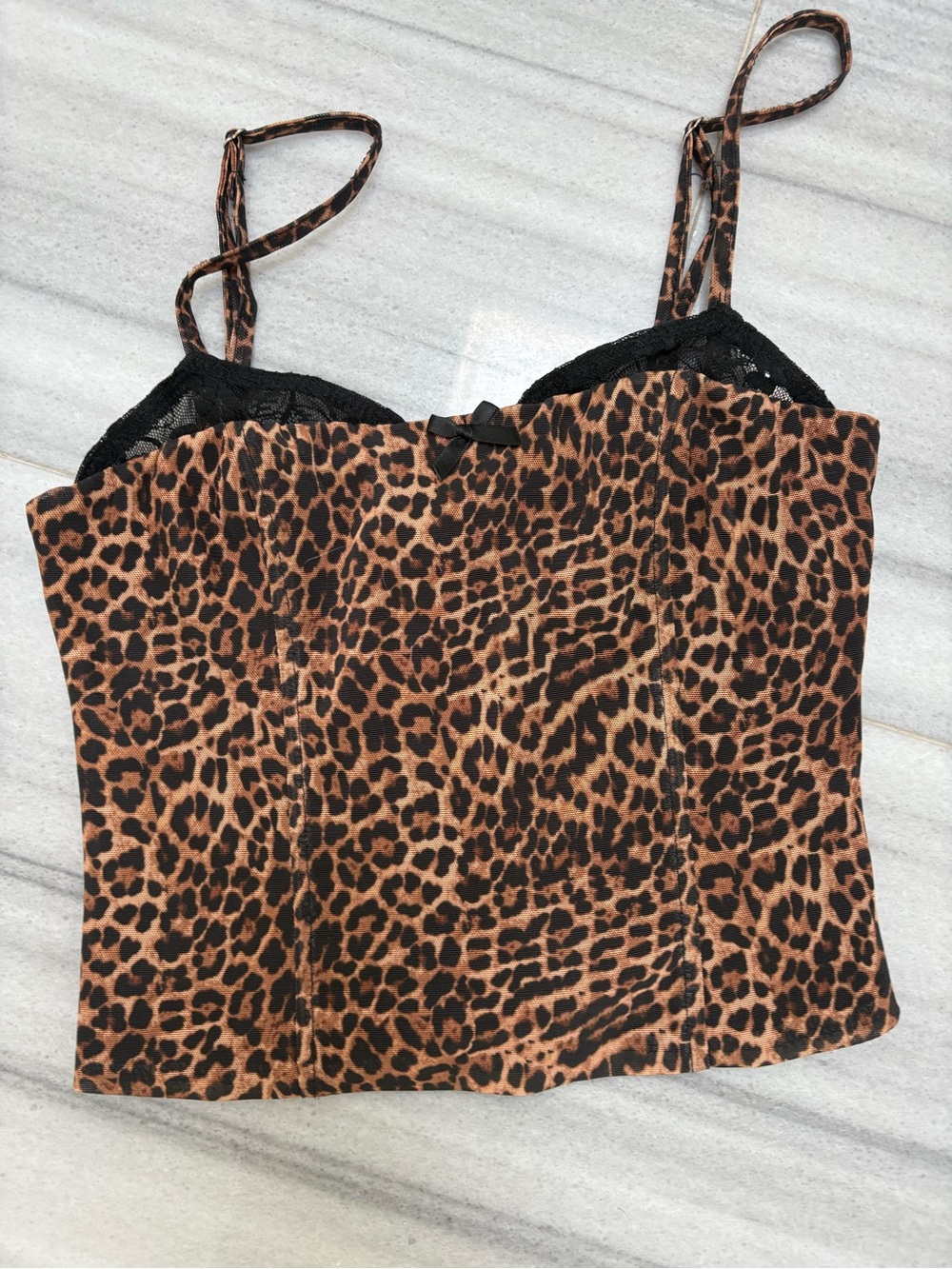 Edikted Leopard Print Spaghetti Strap Cami - Brown & Black